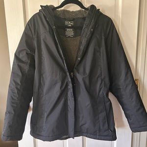 LLBean Women’s Winter Warmer Jacket - Black - Fleece Lined - Large